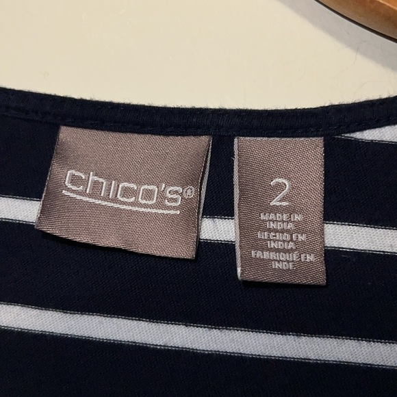 Women’s Chico’s size 2 nautical Starfish sparkle graphic striped tee shirt top L - Picture 4 of 5
